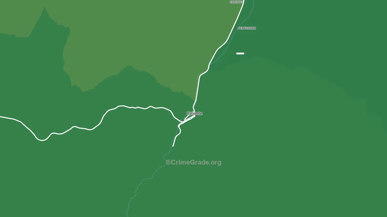 Caliente, NV Map of Vehicle Theft Rates