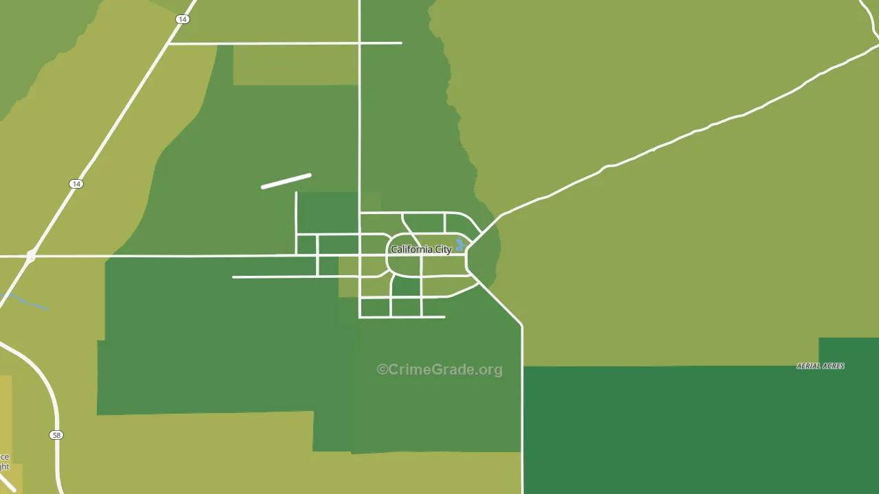 California City, CA Map of Vehicle Theft Rates