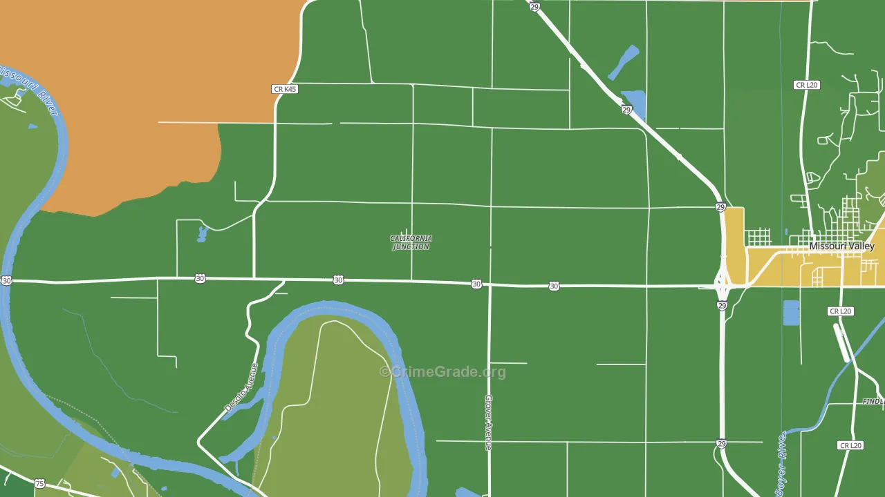 California Junction, IA Map of Vehicle Theft Rates