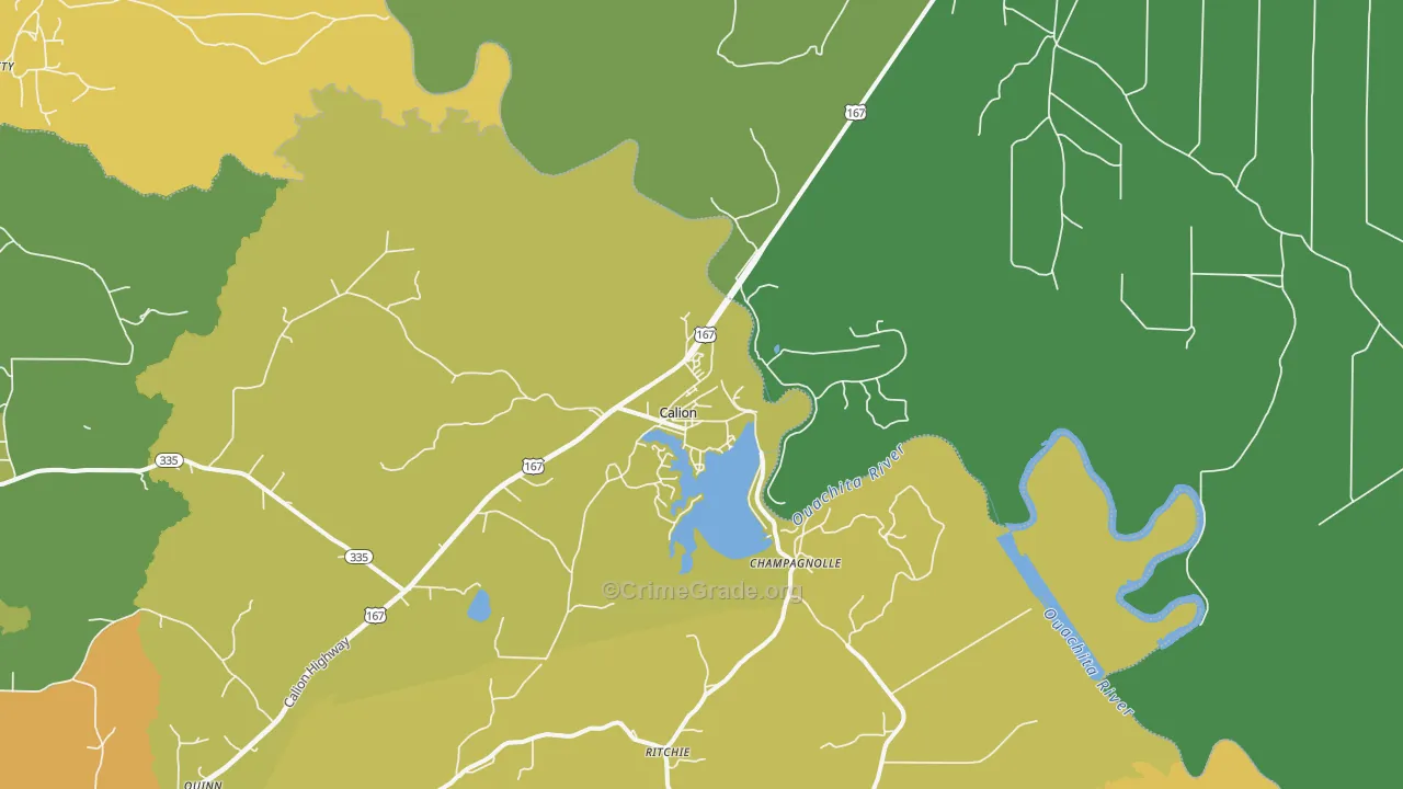 Calion, AR Map of Vehicle Theft Rates