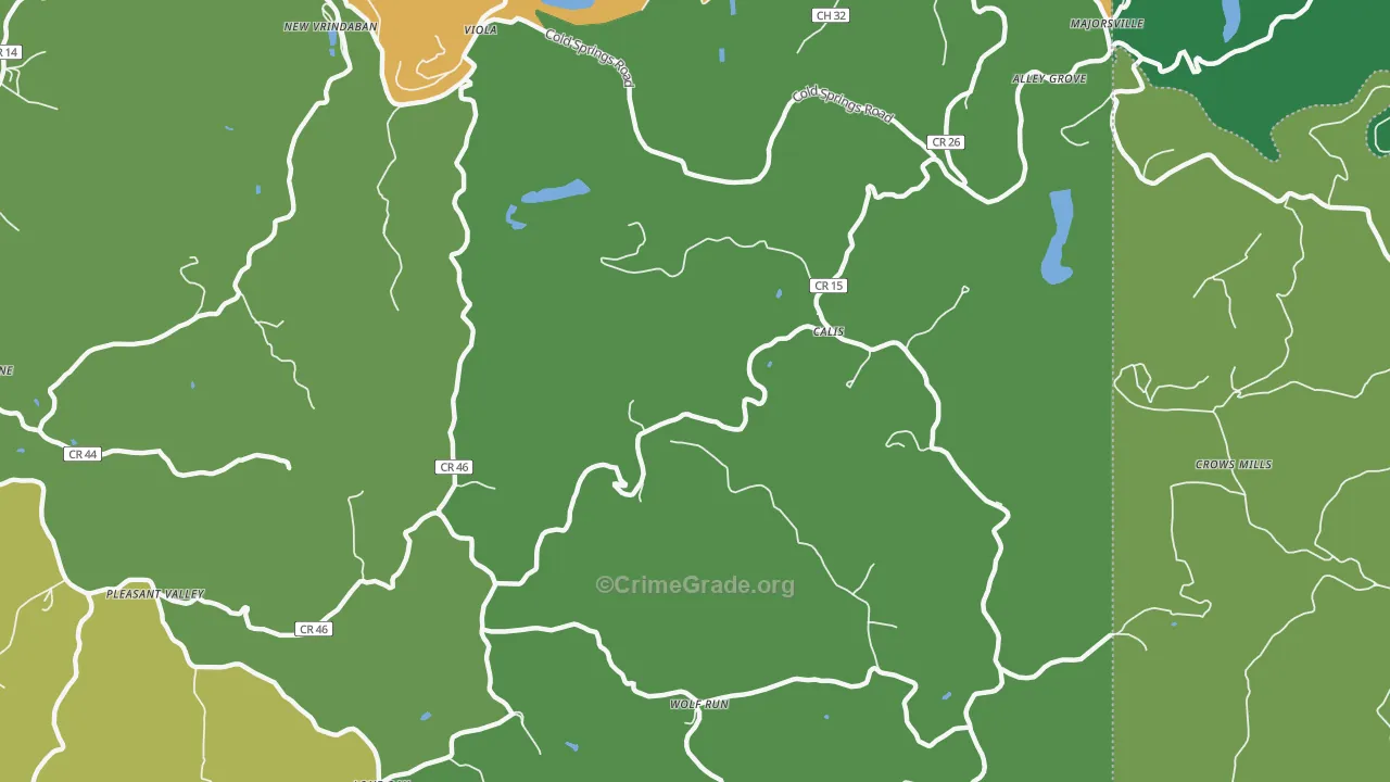 Calis, WV Map of Vehicle Theft Rates