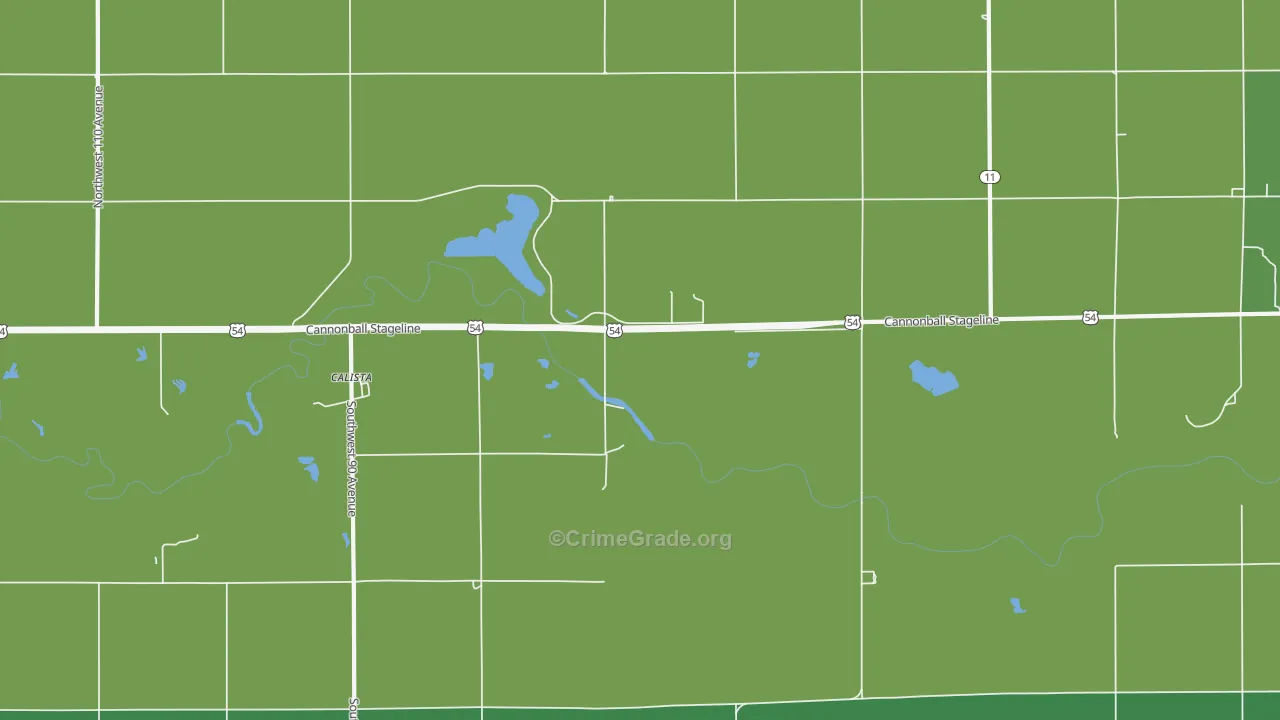 Calista, KS Map of Vehicle Theft Rates