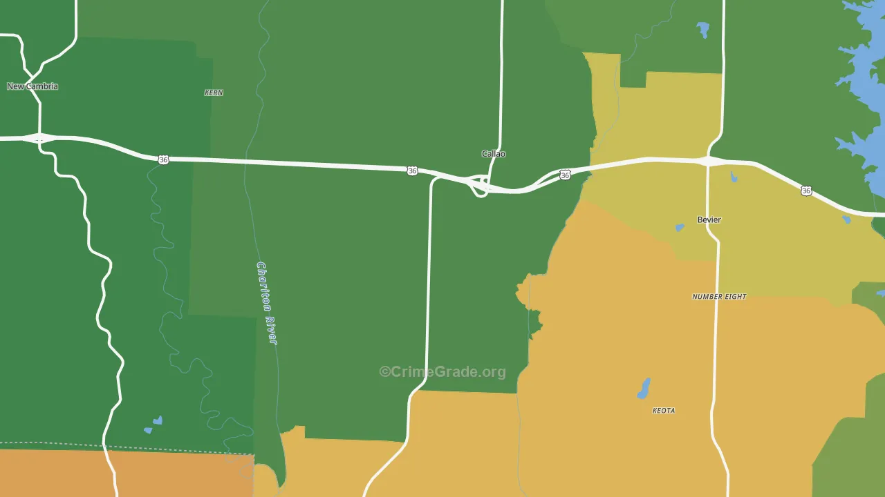 Callao, MO Map of Vehicle Theft Rates