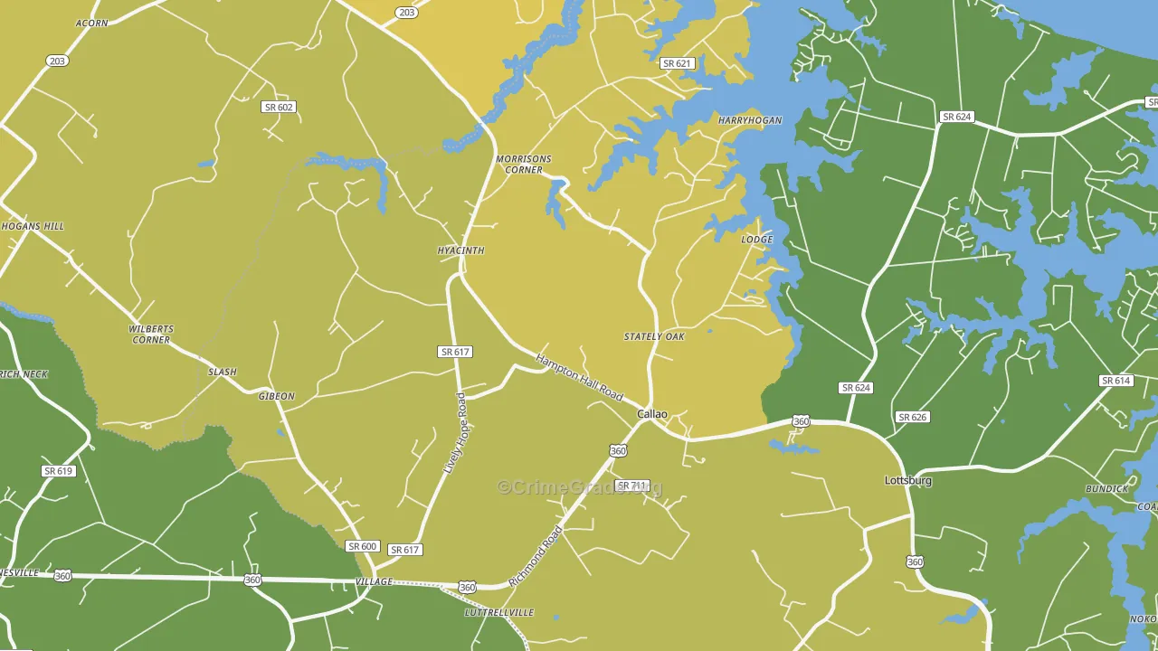 Callao, VA Map of Vehicle Theft Rates