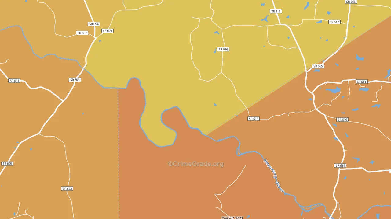 Callaville, VA Map of Vehicle Theft Rates