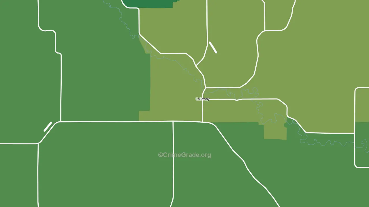 Callaway, NE Map of Vehicle Theft Rates