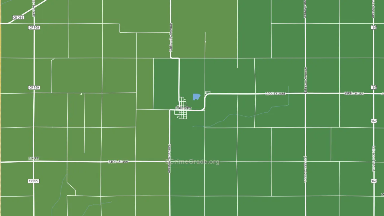 Callender, IA Map of Vehicle Theft Rates