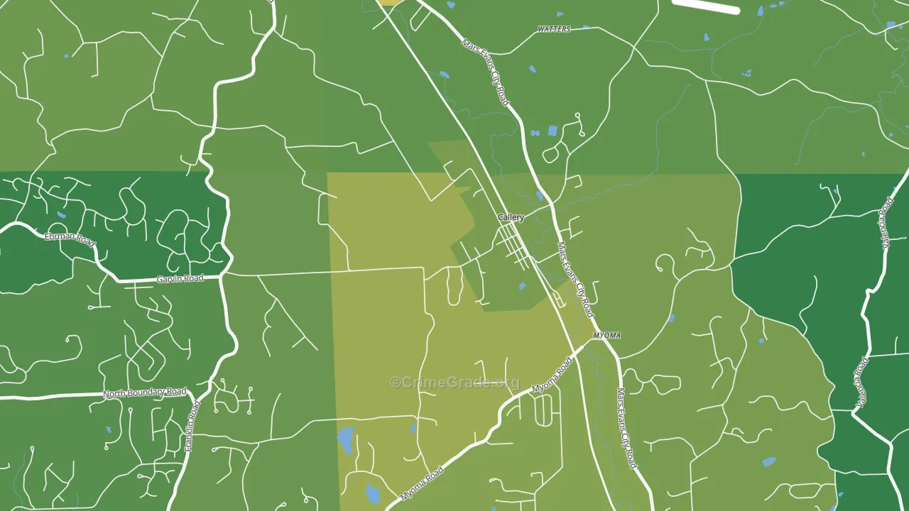 Callery, PA Map of Vehicle Theft Rates