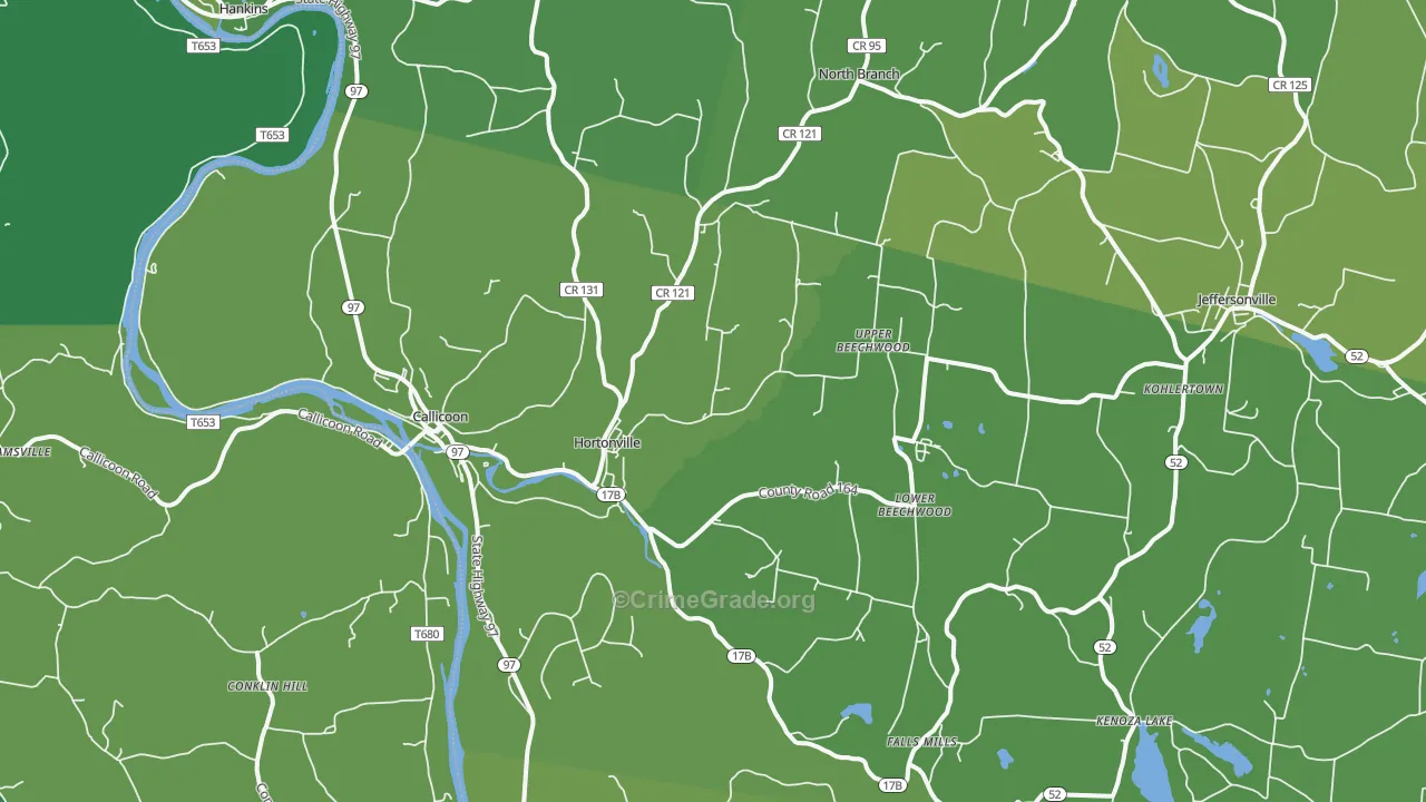 Callicoon, NY Map of Vehicle Theft Rates