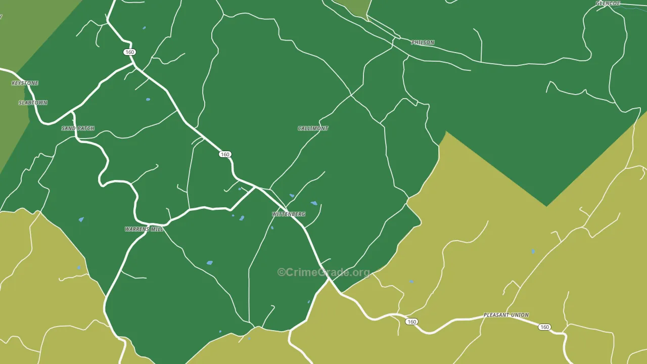 Callimont, PA Map of Vehicle Theft Rates