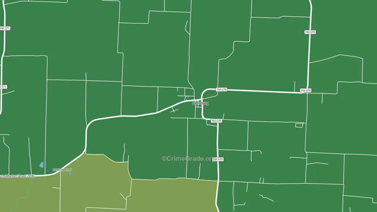 Callisburg, TX Map of Vehicle Theft Rates