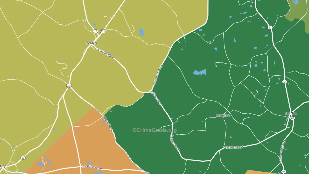 Callison, SC Map of Vehicle Theft Rates