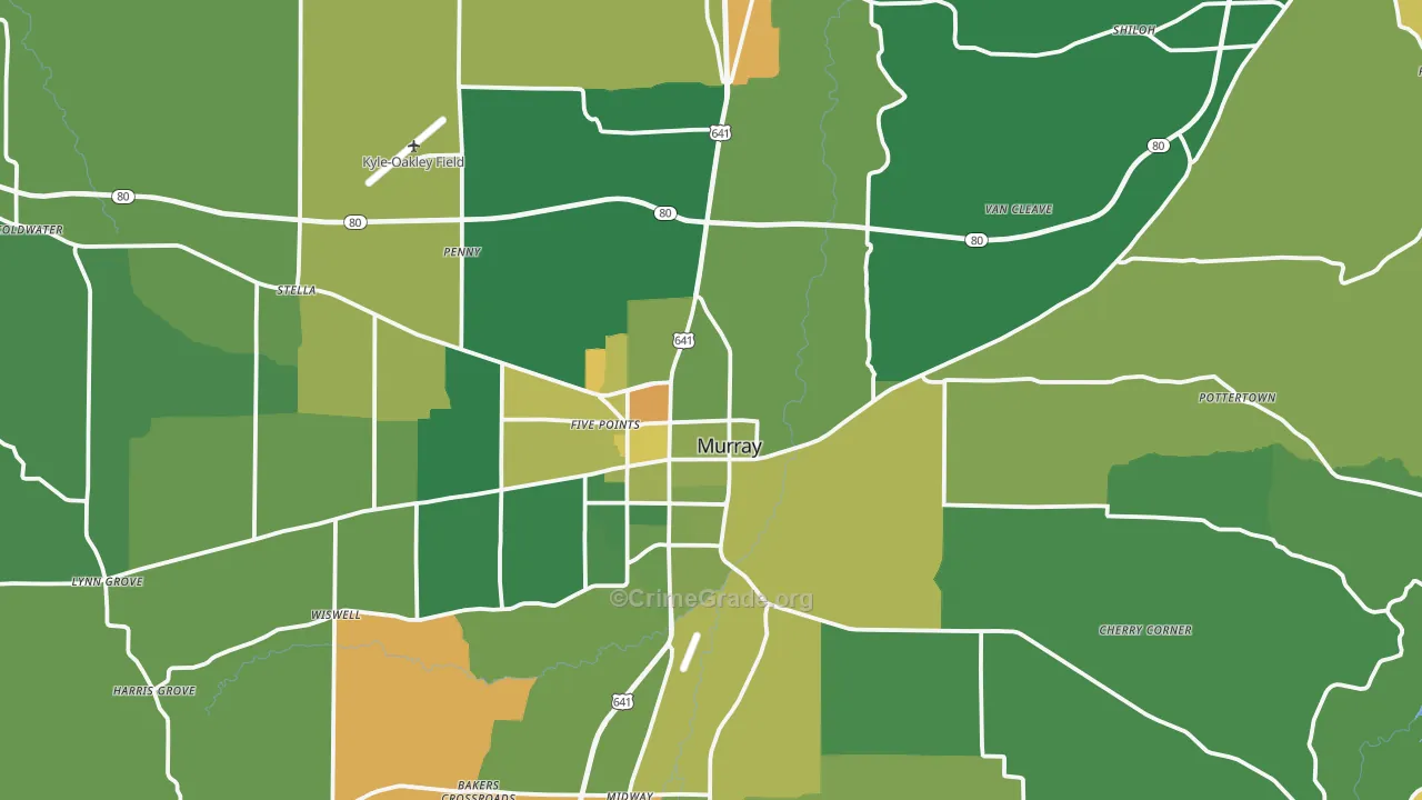 Calloway County, KY Map of Vehicle Theft Rates