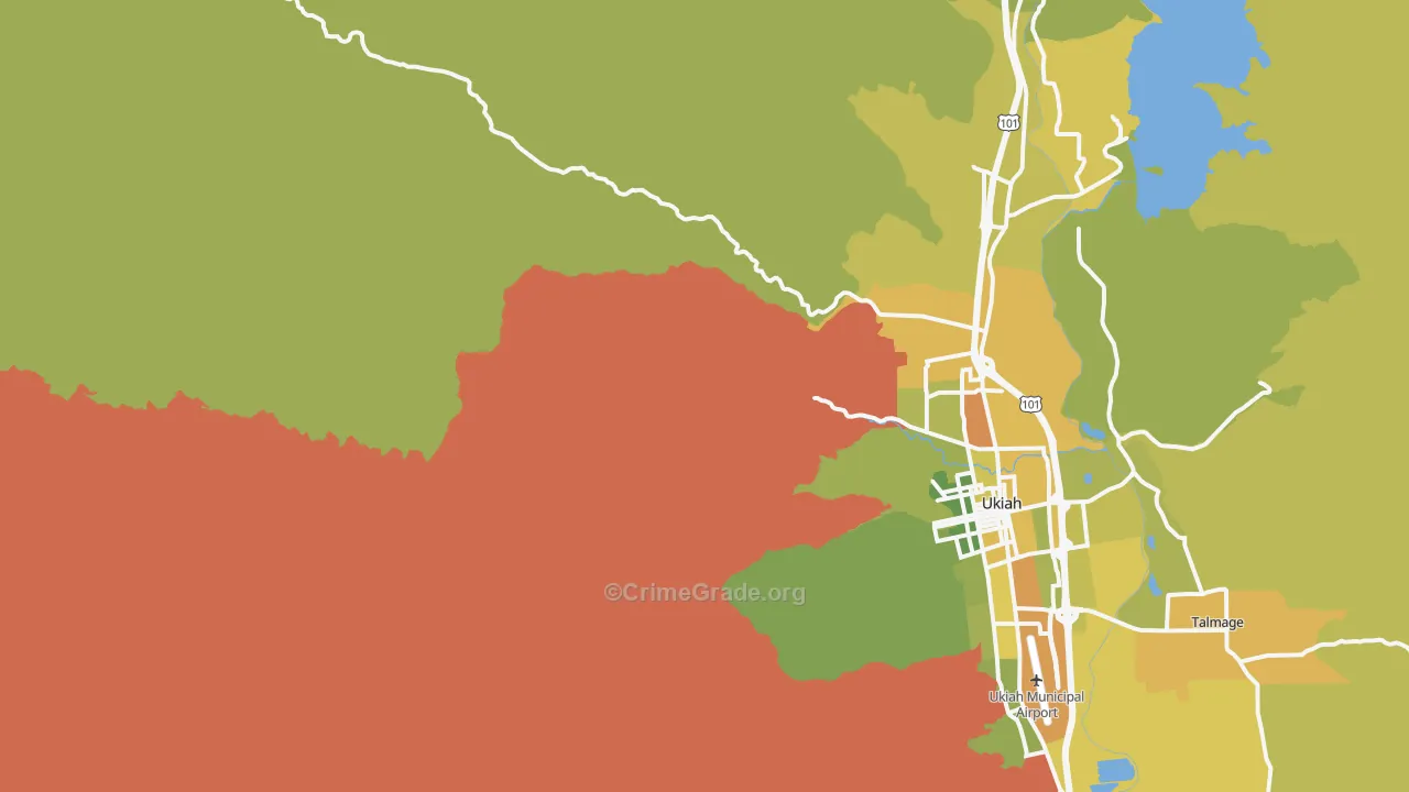 Calpella, CA Map of Vehicle Theft Rates