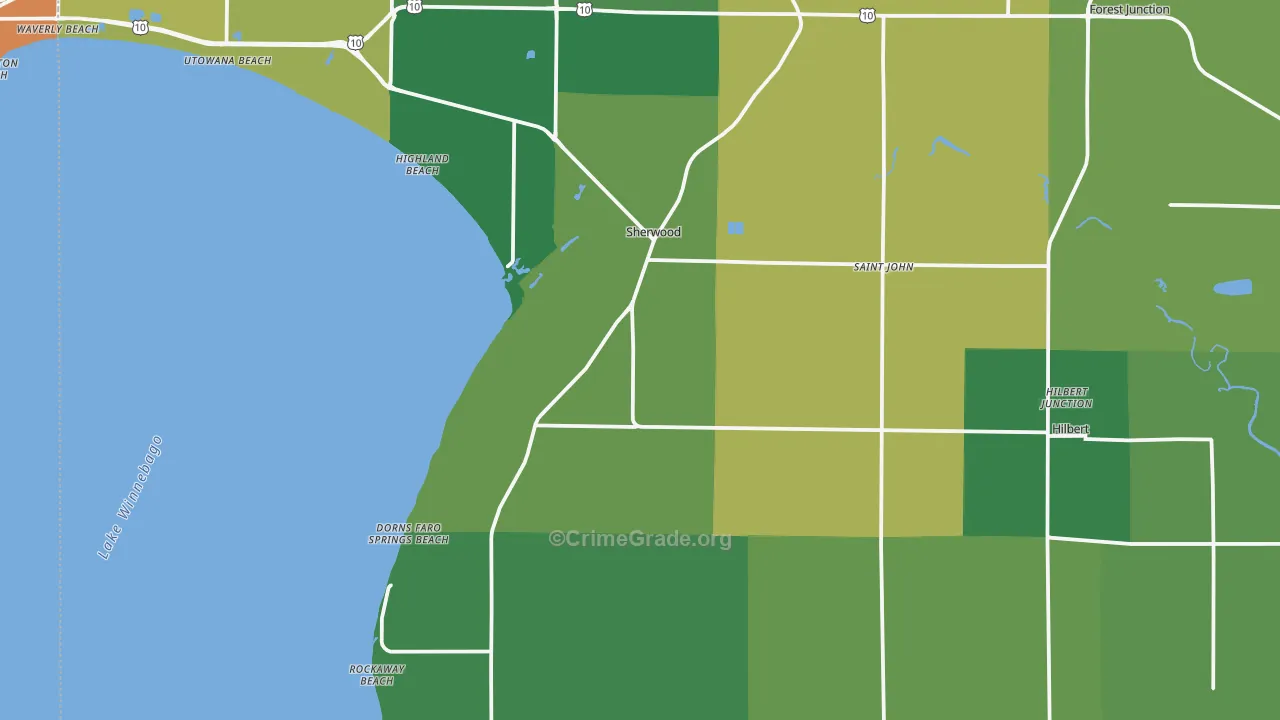 Calumet County, WI Map of Vehicle Theft Rates