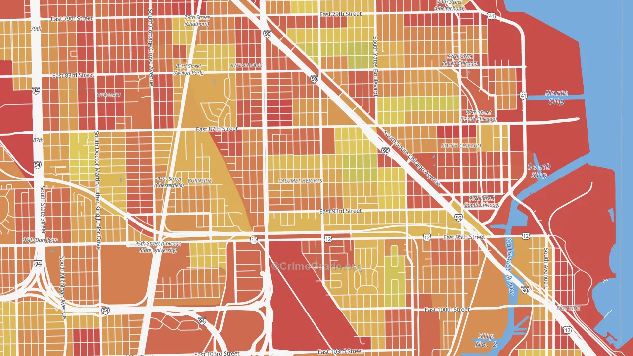 Calumet Heights, Chicago, IL Map of Vehicle Theft Rates