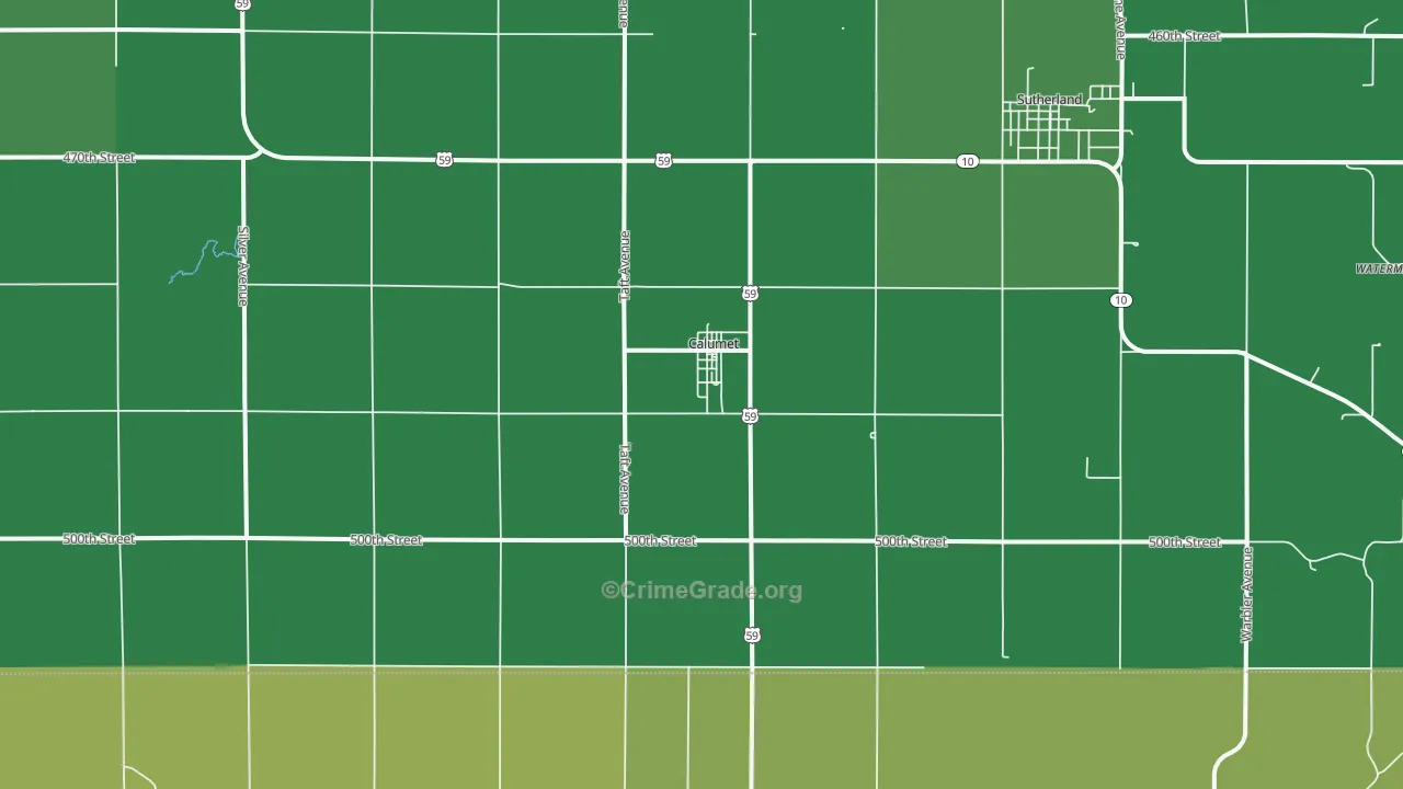 Calumet, IA Map of Vehicle Theft Rates
