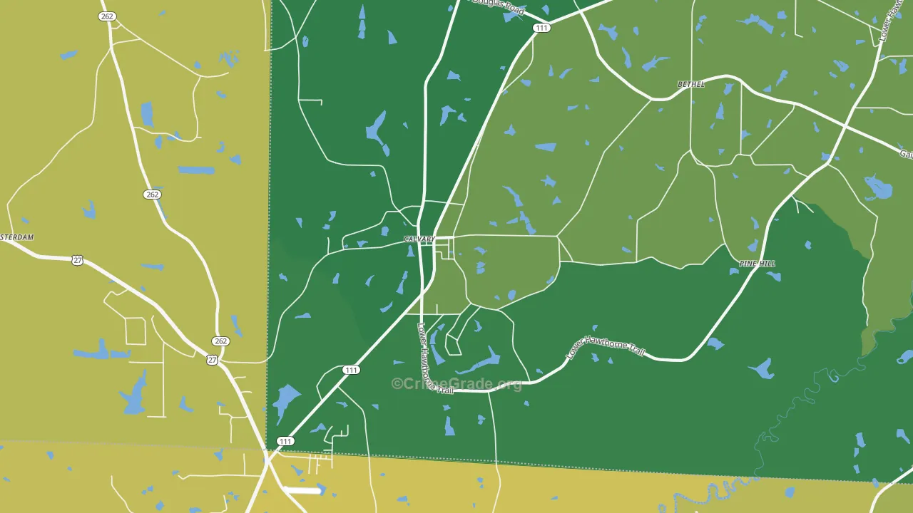 Calvary, GA Map of Vehicle Theft Rates