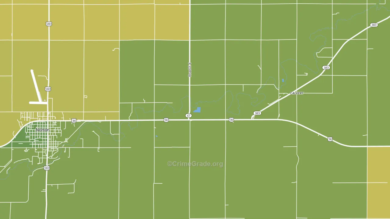 Calvert, KS Map of Vehicle Theft Rates