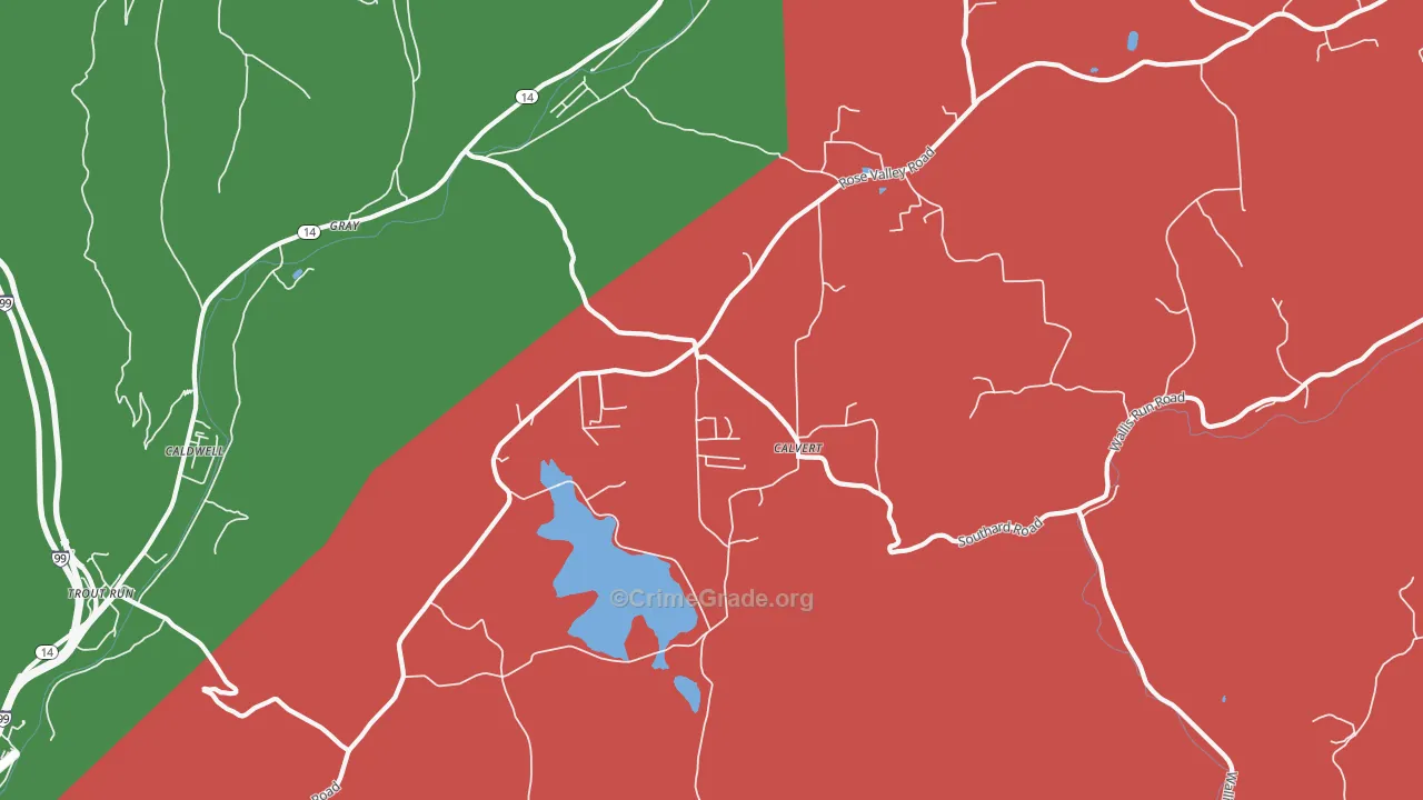 Calvert, PA Map of Vehicle Theft Rates