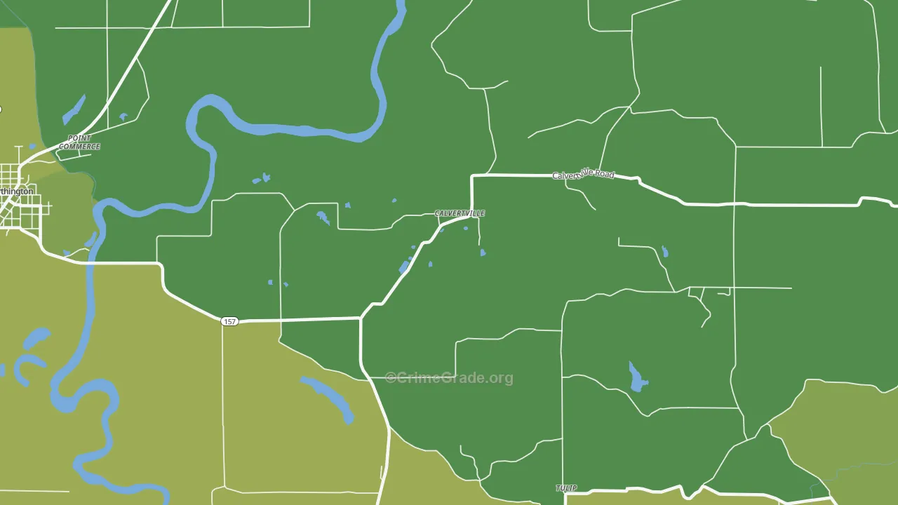 Calvertville, IN Map of Vehicle Theft Rates