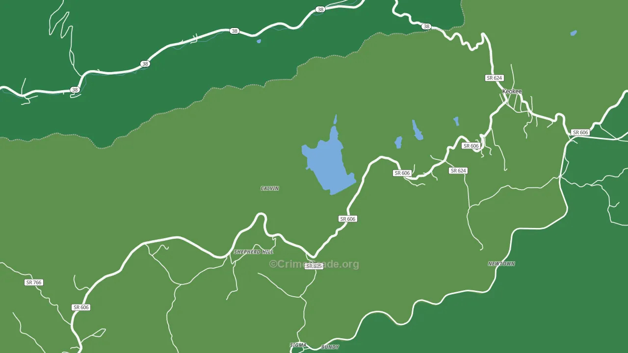 Calvin, VA Map of Vehicle Theft Rates