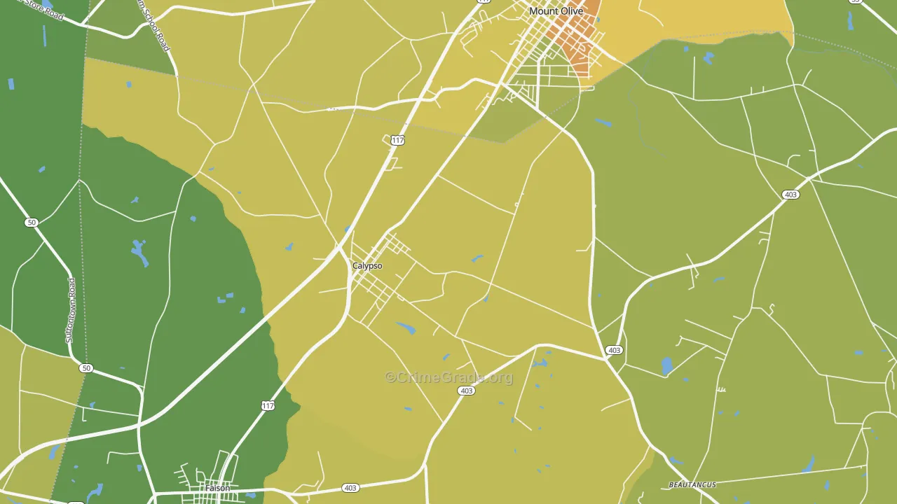 Calypso, NC Map of Vehicle Theft Rates