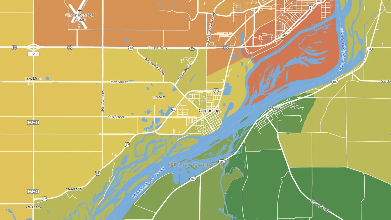 Camanche, IA Map of Vehicle Theft Rates
