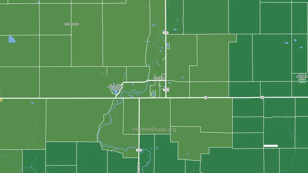 Camargo, IL Map of Vehicle Theft Rates