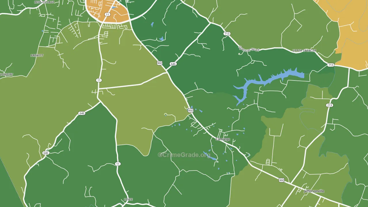 Camargo, KY Map of Vehicle Theft Rates