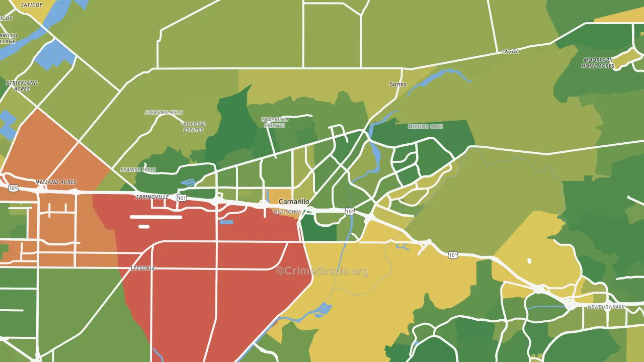 Camarillo, CA Map of Vehicle Theft Rates