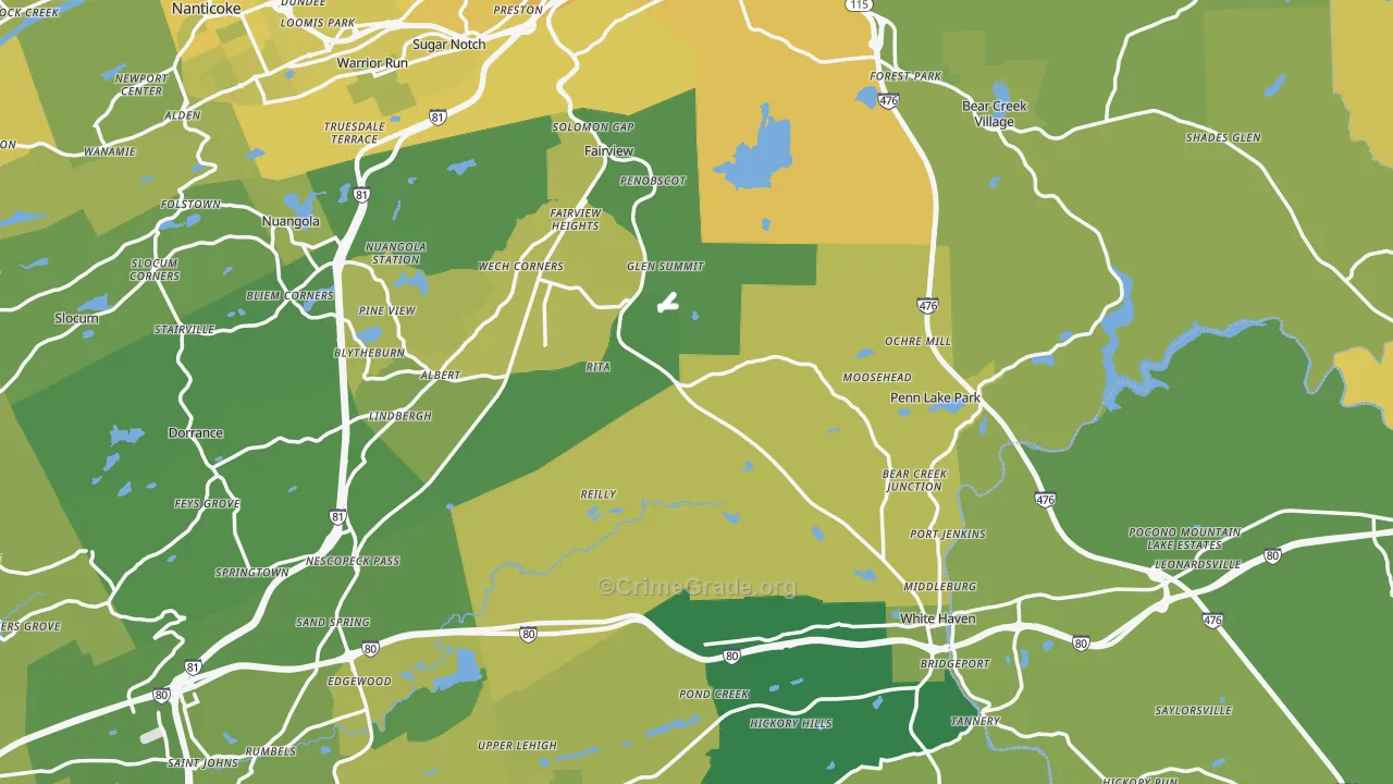 Cambra, PA Map of Vehicle Theft Rates