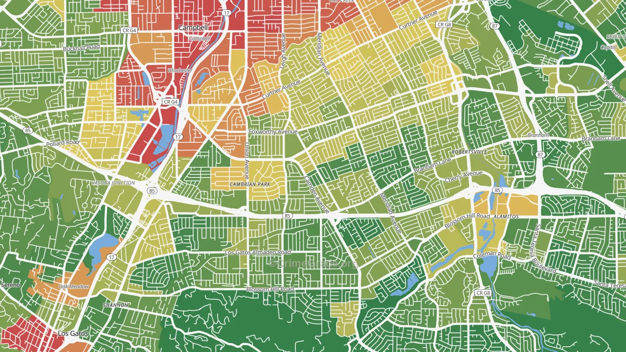 Cambrian Park, San Jose, CA Map of Vehicle Theft Rates