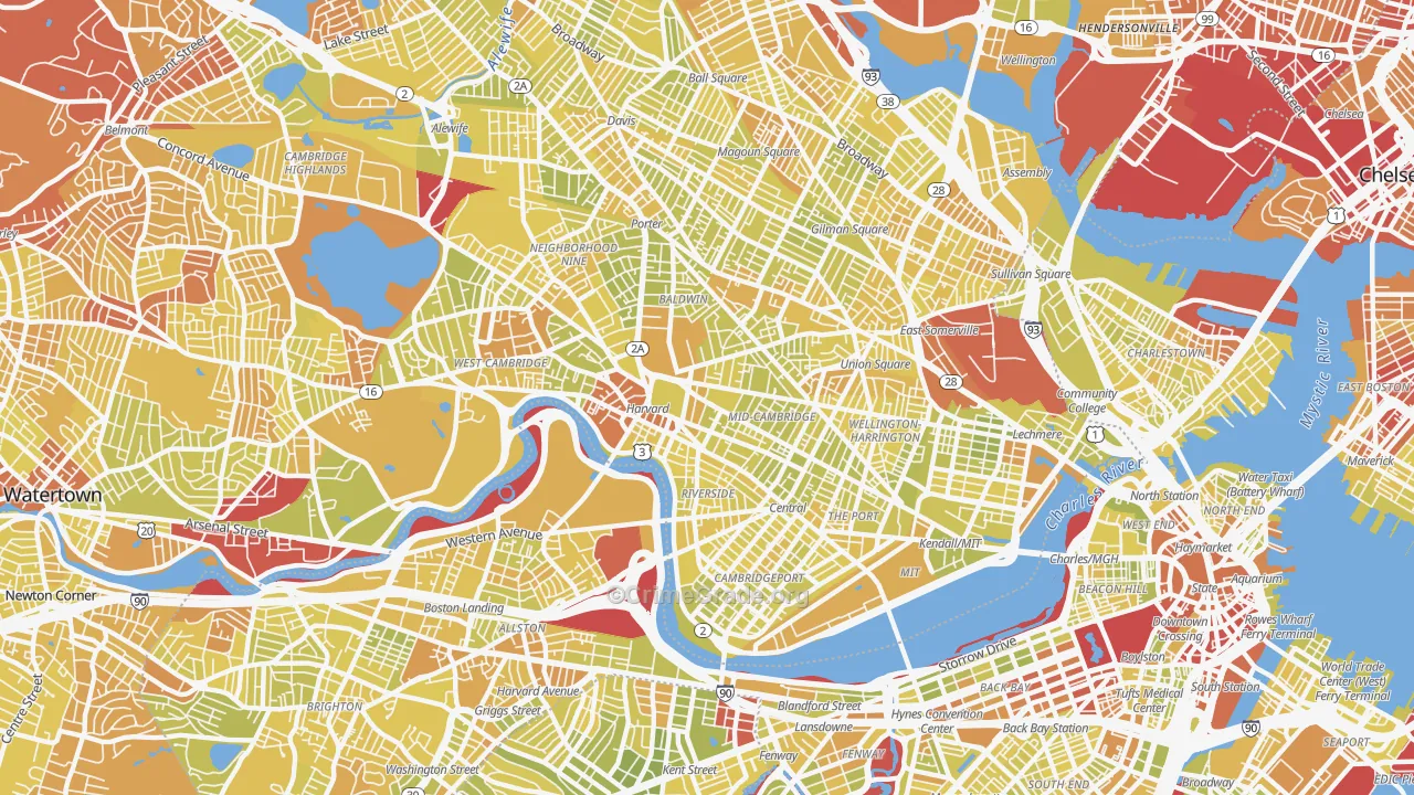 Cambridge, MA Map of Vehicle Theft Rates