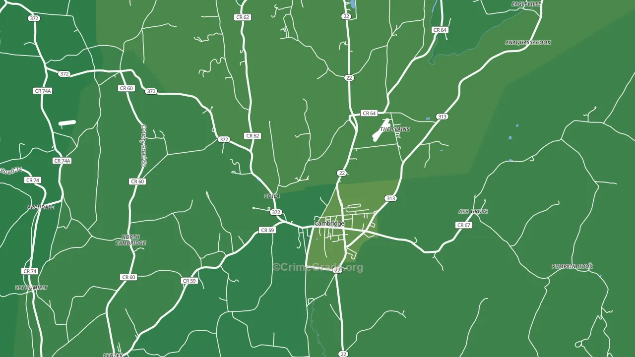 Cambridge, NY Map of Vehicle Theft Rates