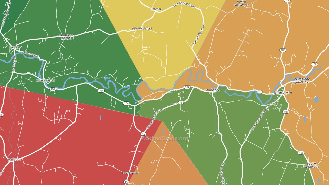 Cambridge, VT Map of Vehicle Theft Rates