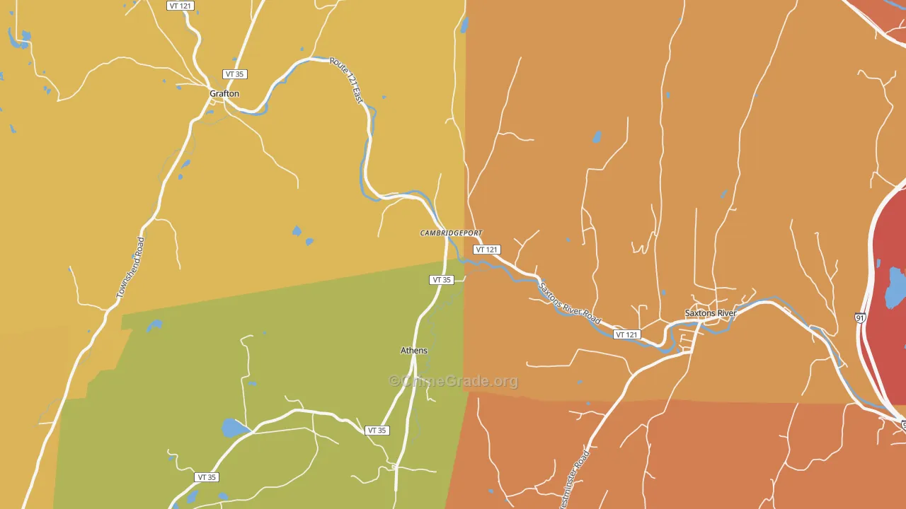 Cambridgeport, VT Map of Vehicle Theft Rates