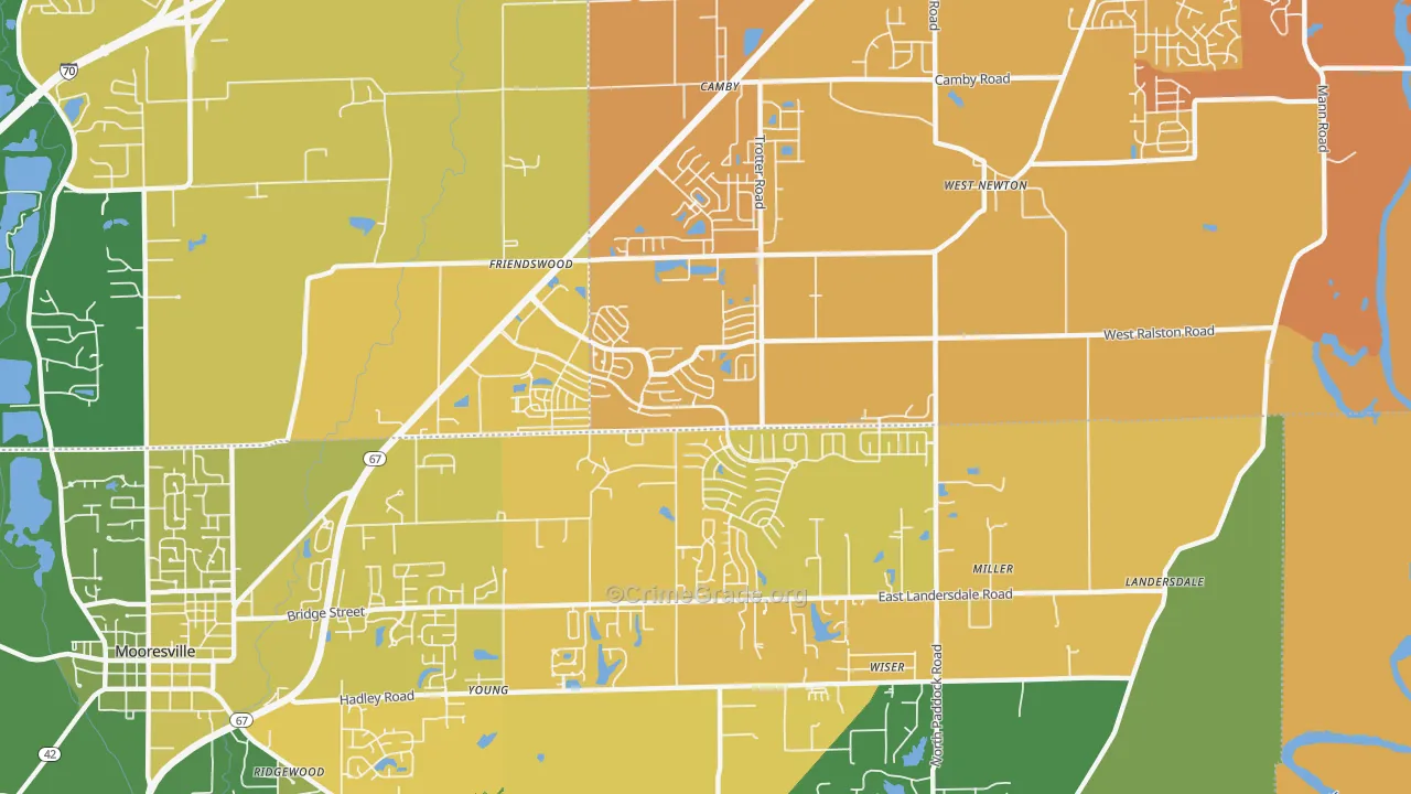 Camby, IN Map of Vehicle Theft Rates
