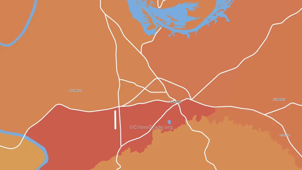 Camden, AL Map of Vehicle Theft Rates