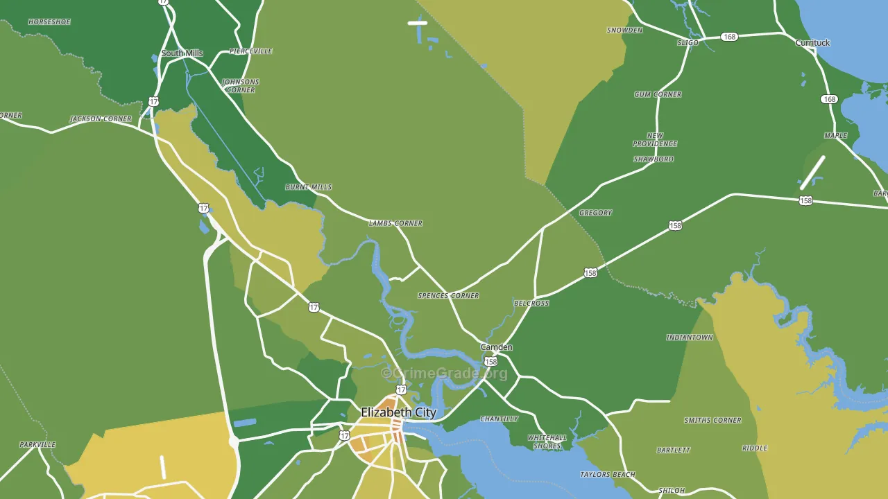 Camden County, NC Map of Vehicle Theft Rates
