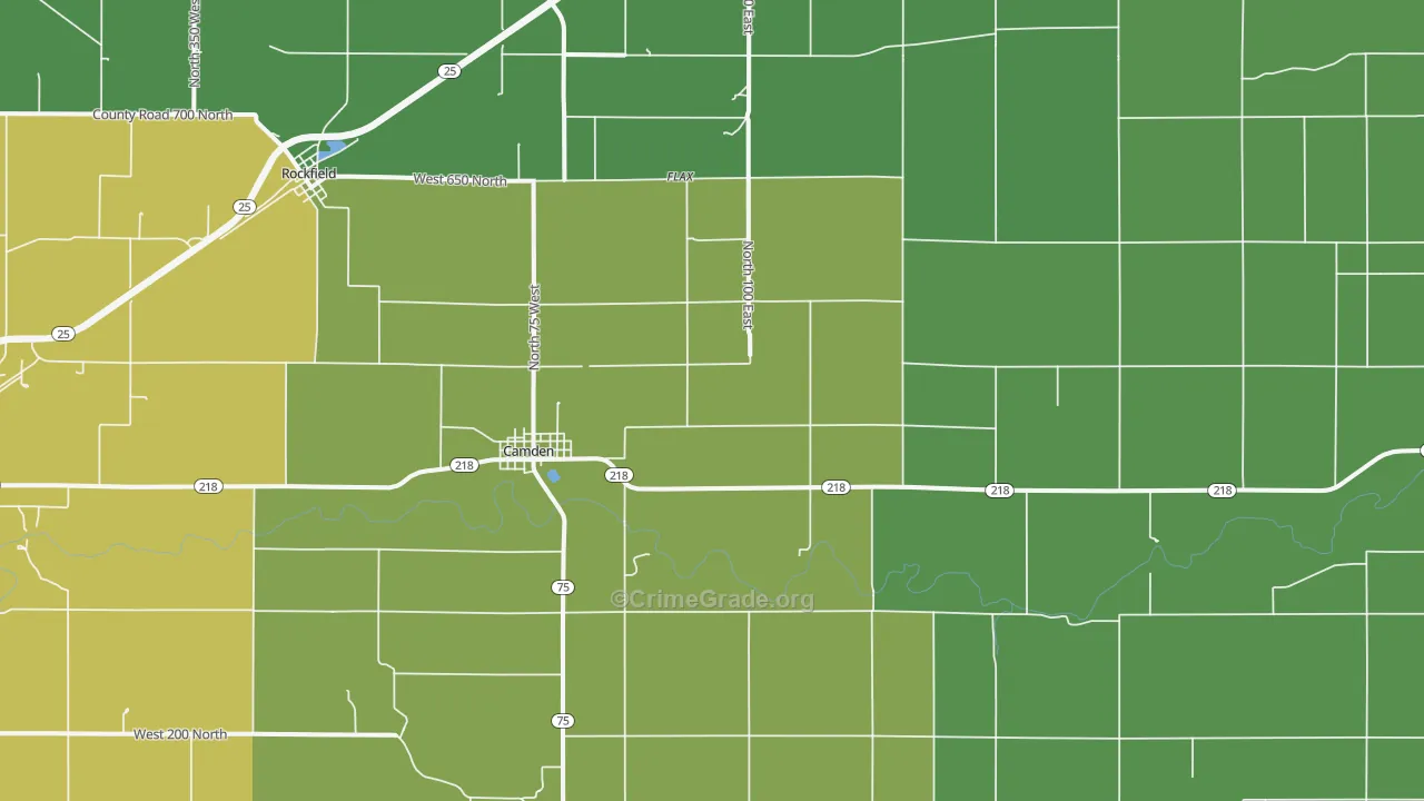Camden, IN Map of Vehicle Theft Rates