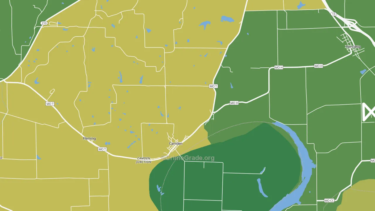 Camden, MO Map of Vehicle Theft Rates