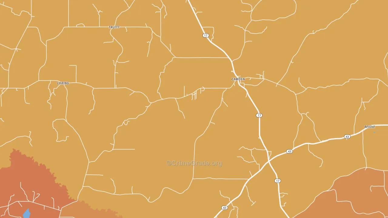 Camden, MS Map of Vehicle Theft Rates