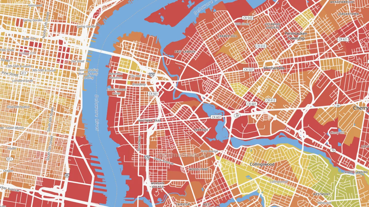 Camden, NJ Map of Vehicle Theft Rates