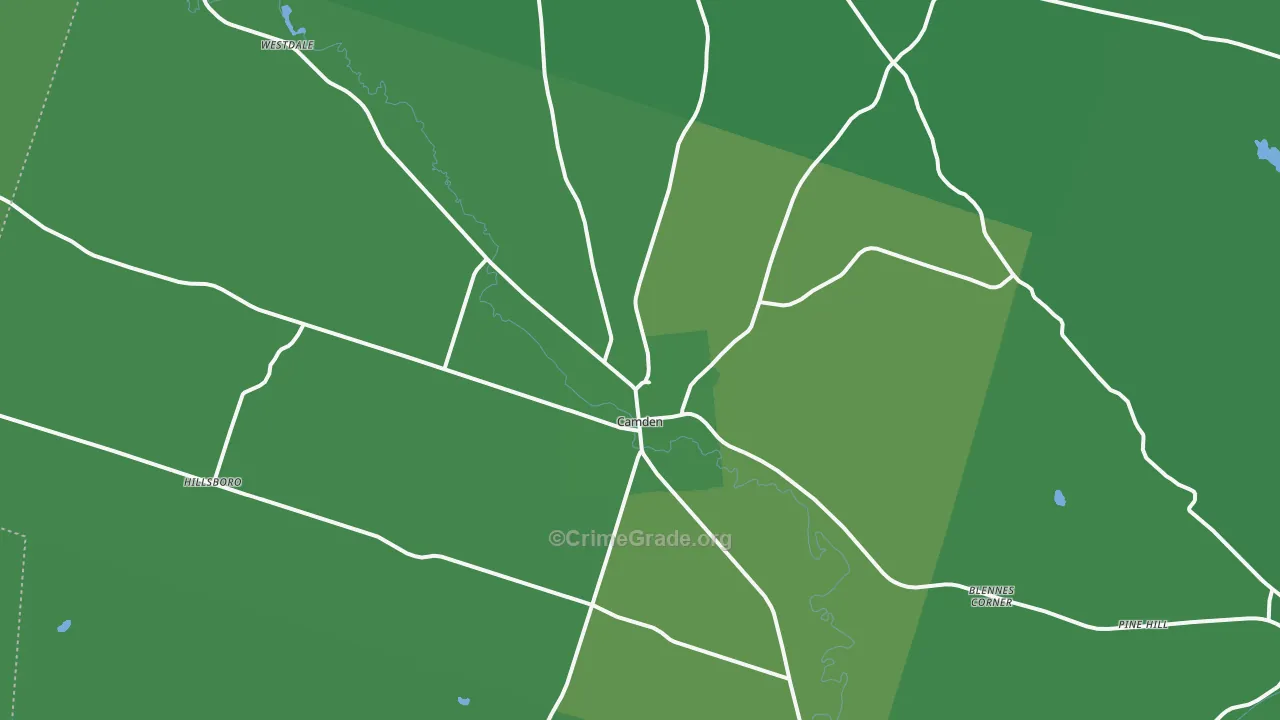 Camden, NY Map of Vehicle Theft Rates