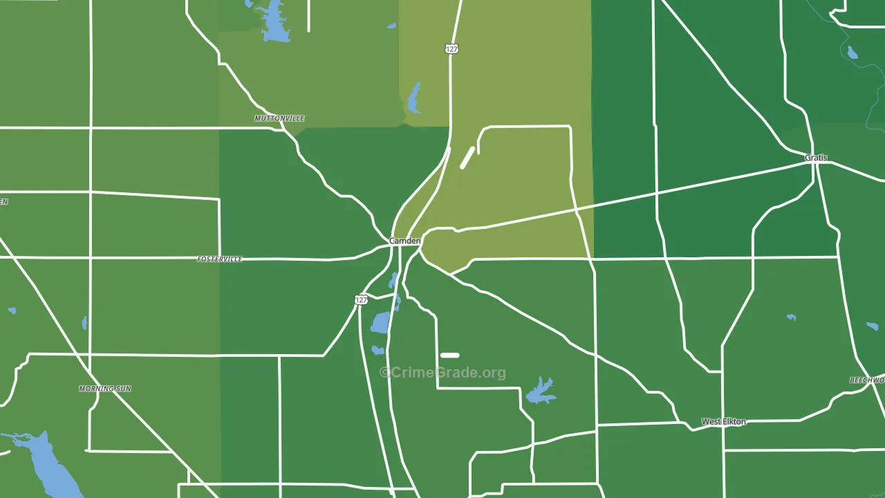 Camden, OH Map of Vehicle Theft Rates