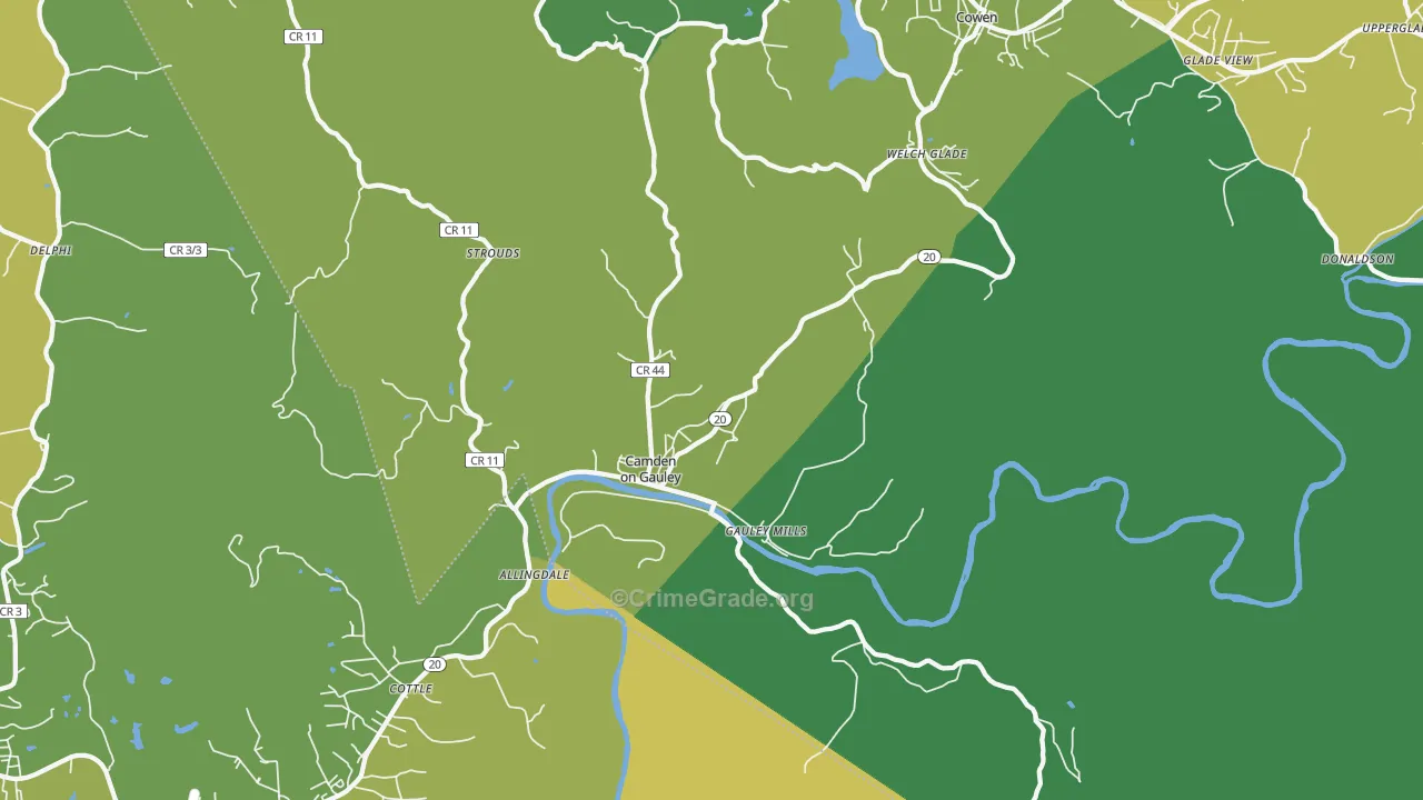 Camden-on-Gauley, WV Map of Vehicle Theft Rates
