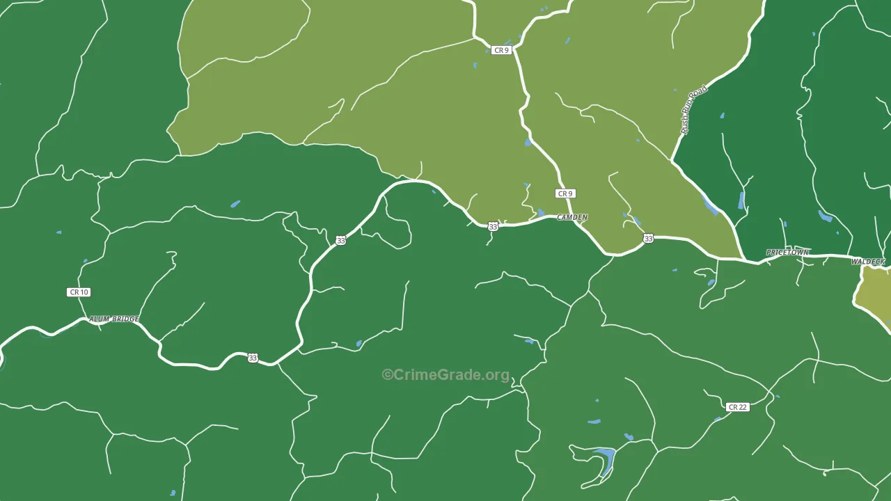 Camden, WV Map of Vehicle Theft Rates