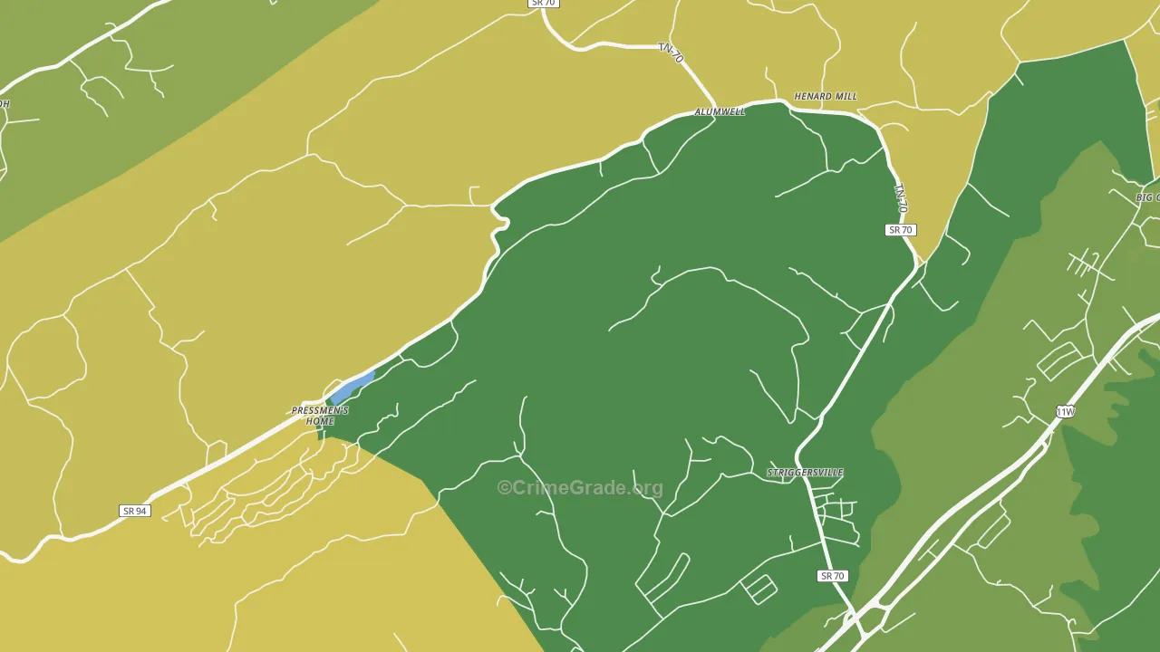 Camelot, TN Map of Vehicle Theft Rates