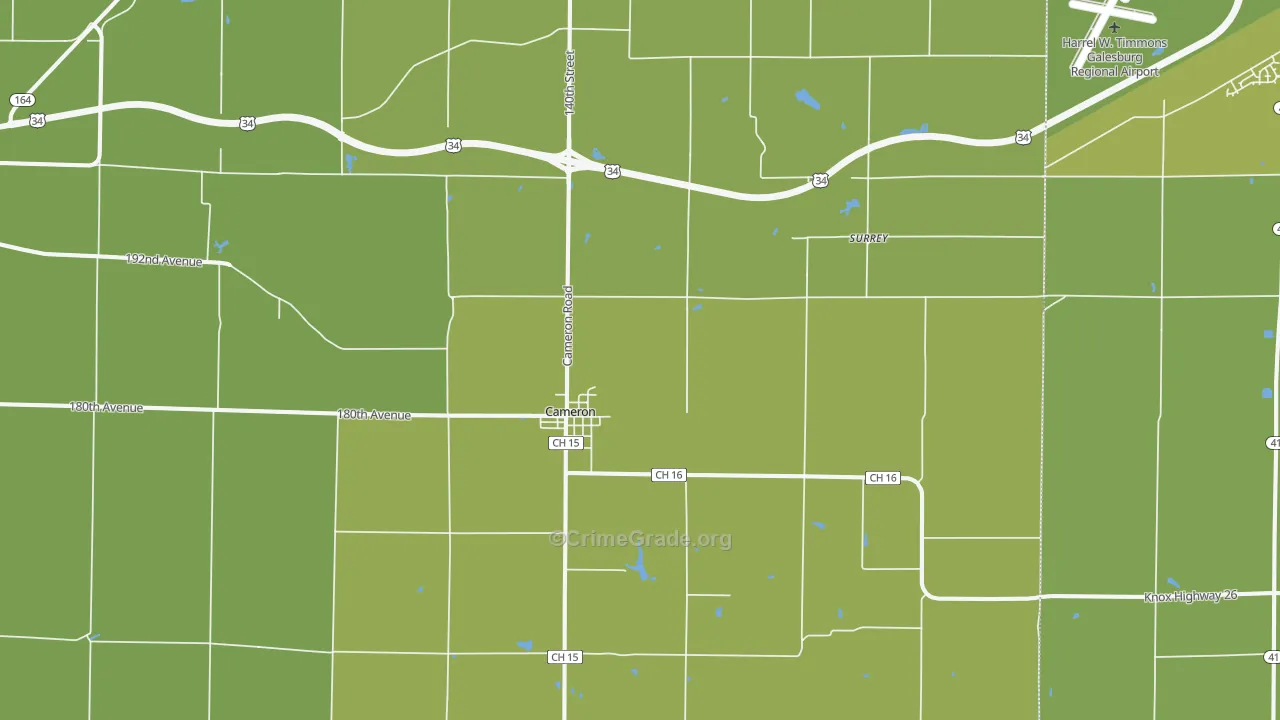 Cameron, IL Map of Vehicle Theft Rates